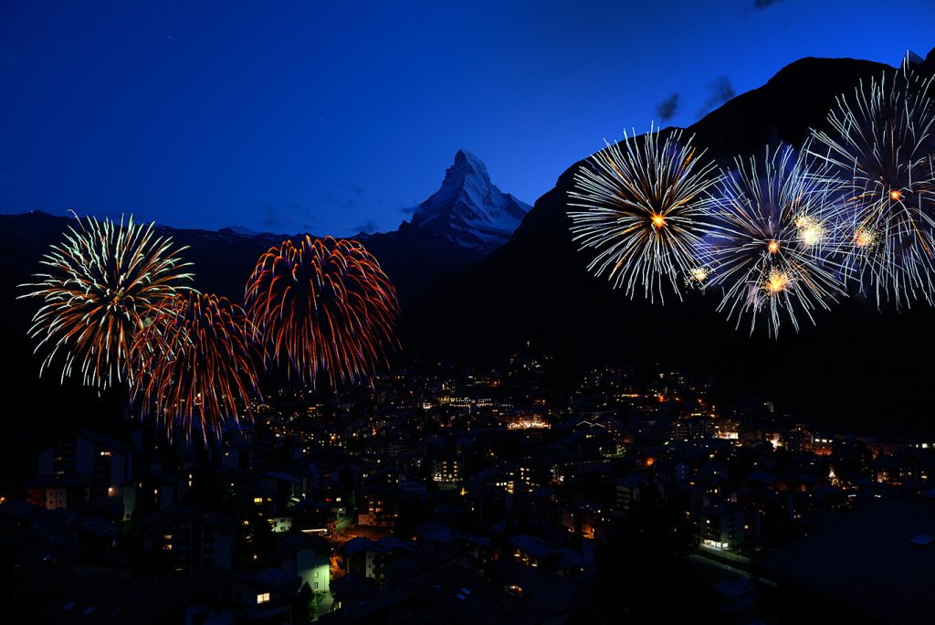 Swiss National Holiday in Zermatt - Fireworks