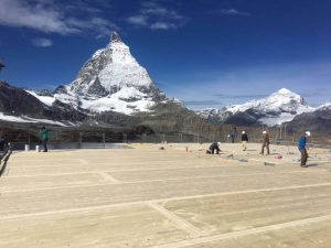 Blick auf den Matterhorn, Bergbahn Baustelle