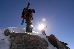 Erste Sonnenstrahlen beim Patrouille des Glaciers