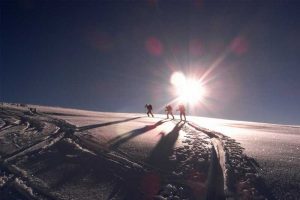 Wanderung im Sonnenaufgang Patrouille des Glaciers