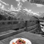 Alphitta Tagliata plate and the Matterhorn in the background