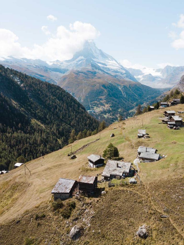 Village with view on Matterhorn