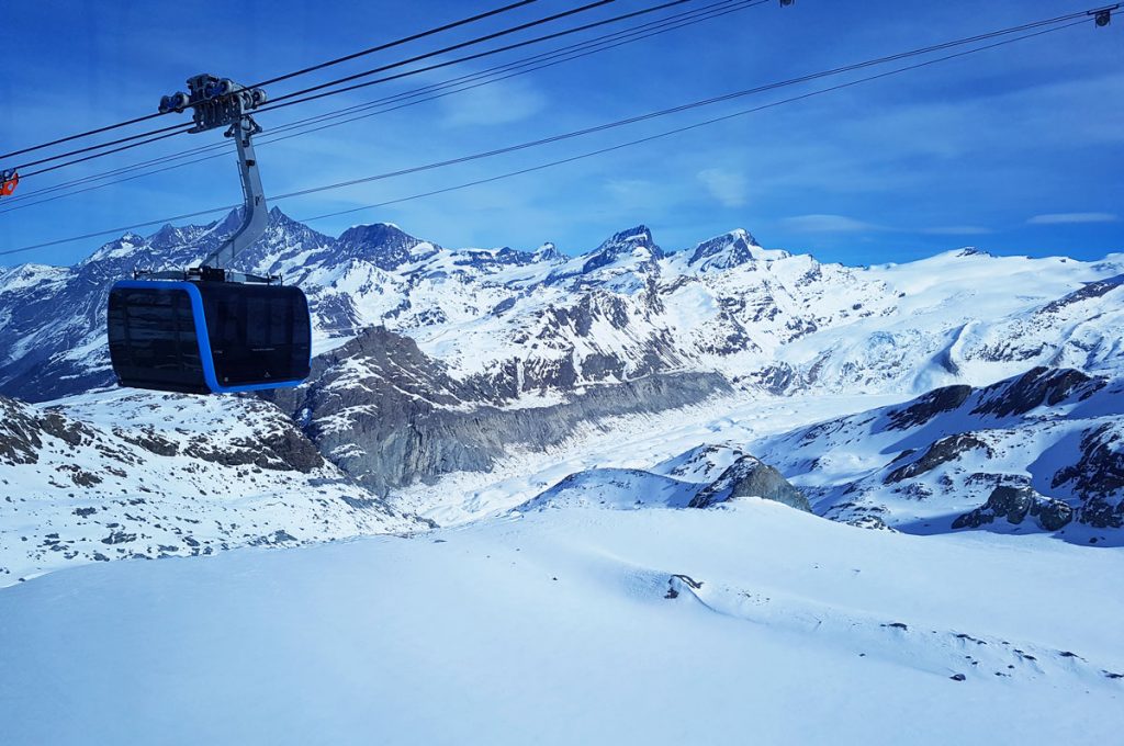 Gondola with mountain panorama